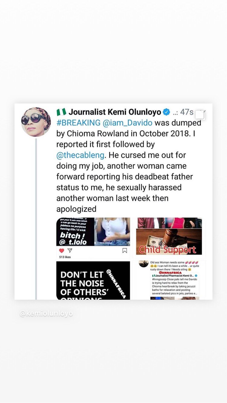 Kemi Olunloyo Claims Chioma Is Cheating On Davido And Peruzzi Knows About It 