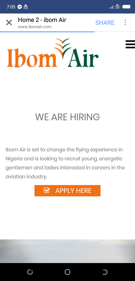 Akwa Ibom Air recruitment portal (www.ibomair.com)