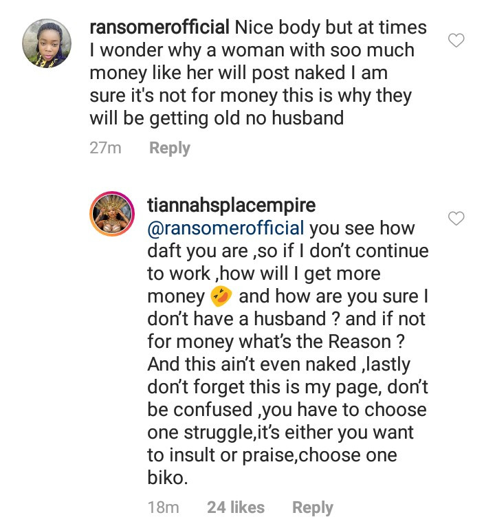 Toyin Lawani Bares Her Butt , Slams Follower Who Called Her Out For It