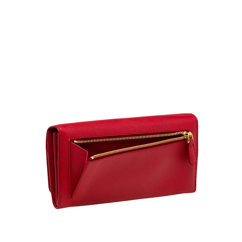 Shop - Prada 1MH132 Lettering Saffiano Leather Wallet In Red - Fashion ...