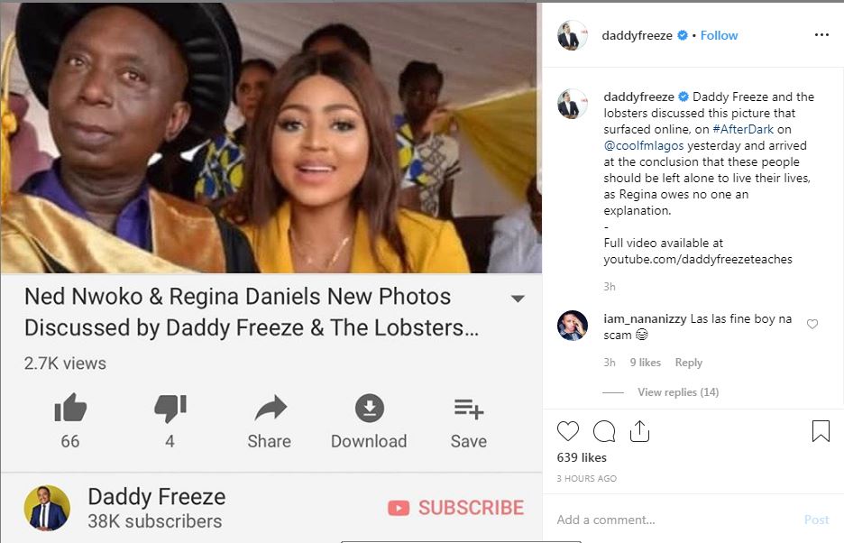 Daddy Freeze Speaks On Regina Daniels And Ned Nwoko's Wedding 