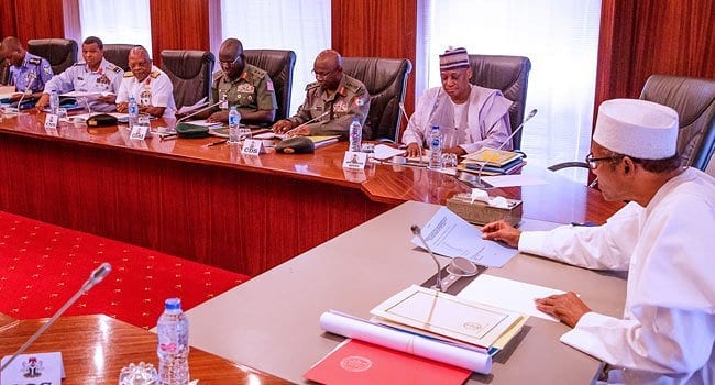 President Buhari Meets With Security Chiefs