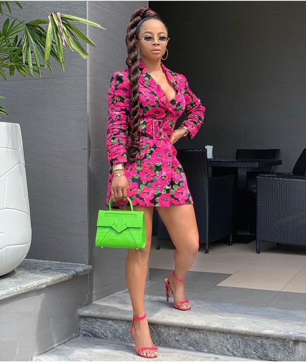 Toke Makinwa Stuns In Cleavage-baring Suit Gown - Celebrities