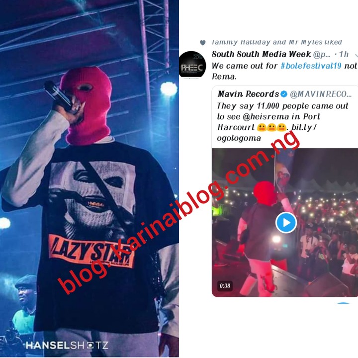 bagage forvisning forværres We Came Out For Bole Festival Not REMA" Twitter User Blast MAVIN RECORDS  Over T - Celebrities - Nigeria